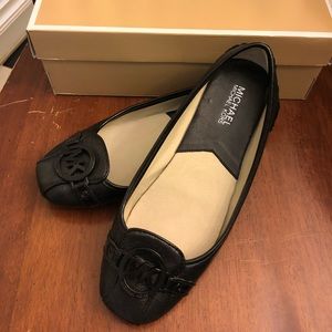 Michael Kors Black Leather Fulton Moc Shoes  8.5 m